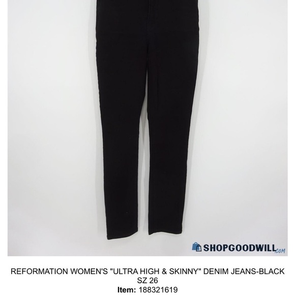 Reformation Ultra High Rise Skinny Jeans In Black Size 25.  Excellent Condition - Picture 5 of 12